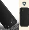 A black iPhone case with a magnetic ring is shown from two angles, with a checkmark logo in a shield overlay. Produktbild-Vorschau
