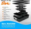An exploded view of a set of bakeware items, with a list of contents on the left. Produktbild-Vorschau