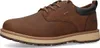 A side view of a brown leather shoe. Voir les images du produit