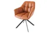 A brown leather chair with a black metal base on a white background. Produktbild-Vorschau