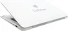 A white Lexibook laptop is shown from a diagonal angle, with the lid partially open. Produktbild-Vorschau