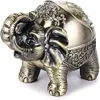 Windfester Vintage Metall Elefant Aschenbecher mit Deckel Produktbild-Vorschau 2