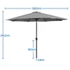 A diagram showing the dimensions of a gray umbrella. Produktbild-Vorschau