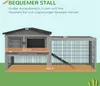 A diagram of a two-level rabbit hutch with dimensions indicated. Podgląd zdjęcia produktu