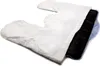 A white fabric neck pillow with a black insert, shown on a white background. Produktbild-Vorschau