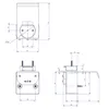 Technical drawings with dimensions of a furniture latch. Produktbild-Vorschau