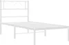 A white metal bed frame with a headboard, shown from a side angle against a white background. Náhled obrázku produktu