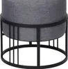 A close-up view of a dark gray upholstered stool with a black metal frame. Anteprima dell’immagine prodotto