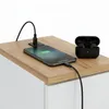 Nočná skrinka biela s dubovou doskou Torro a portom USB/C Náhľad obrázku produktu 3
