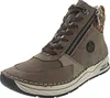 A single brown high-top sneaker with a side zipper and leopard print accent. Produktbild-Vorschau