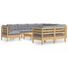ZMH 10-tlg. Garten-Lounge-Set mit Grauen Kissen Kiefer Produktbild-Vorschau 2