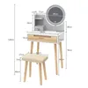 Puluomis Coiffeuse avec éclairage LED miroir rond, table de Voir les images du produit 5