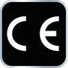 A black square with a silver border containing the white CE logo. Produktbild-Vorschau