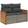 6-tlg. Garten-Sofagarnitur mit Kissen Grau Poly Rattan Produktbild-Vorschau 3