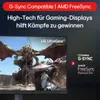 Marketing image for LG UltraGear gaming monitors, highlighting G-Sync and FreeSync compatibility with gaming visuals. Produktbild-Vorschau