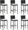 Barhocker mit Kissen 6 Stk. Schwarz Poly Rattan , Barhocker Produktbild-Vorschau 1