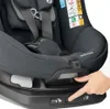 A close-up shot of a person's hand interacting with a car seat base. Produktbild-Vorschau