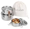Belle Vous 3er Pack Brotdose Edelstahl - Lunchbox Set mit Produktbild-Vorschau 1