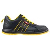 A side view of a black and yellow work shoe against a white background. Produktbild-Vorschau