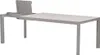 A gray, extendable dining table shown from a side-angle against a white background. Produktbild-Vorschau