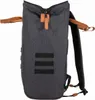 A dark gray backpack with brown leather accents is shown against a white background. Anteprima dell’immagine prodotto