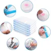 Collage showing how to use vacuum storage bags, including sealing, vacuuming, and closing. Produktbild-Vorschau