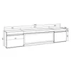 A technical drawing or blueprint of a TV cabinet with dimensions. Produktbild-Vorschau