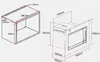Diagram showing the dimensions of a microwave oven and its installation space. Podgląd zdjęcia produktu