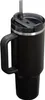 A black Stanley Quencher tumbler with a straw and handle. Anteprima dell’immagine prodotto
