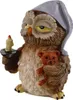 A figurine of a sleepy owl wearing a nightcap, holding a candle and a teddy bear. Produktbild-Vorschau
