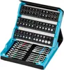 A bit set in a blue and black case, with the lid open showing the different bits organized in compartments. Voir les images du produit