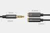 A product shot of an audio splitter cable with dimensions indicated. Anteprima dell’immagine prodotto