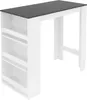 A white and anthracite bar table with a three-tiered shelf on one side, shown against a white background. Produktbild-Vorschau