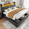 A bedroom scene featuring a bed with storage and LED lighting. Podgląd zdjęcia produktu