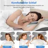 A woman sleeping on a pillow, with three smaller images below showing different sleeping positions with the pillow. Produktbild-Vorschau