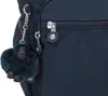 A close-up view of a dark blue Kipling Gabbie crossbody bag, showing a zipper and a fuzzy monkey keychain. Produktbild-Vorschau