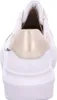 A close-up rear view of a white sneaker with a gold heel accent. Produktbild-Vorschau