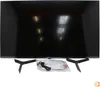 A large black television set is displayed on a white background with its stand and a power cord. Podgląd zdjęcia produktu