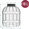 A clear, well-lit studio shot of a 10-liter plastic storage container with a black lid, featuring dimension lines and capacity information. Produktbild-Vorschau