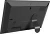 The back of a black digital photo frame with a stand. Produktbild-Vorschau