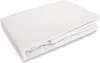 A folded white bedsheet on a white background.