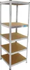 A metal shelving unit with wooden shelves against a white background. Produktbild-Vorschau