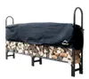 A black covered firewood rack filled with logs, shown on a white background. Náhľad obrázku produktu