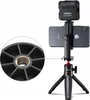 A tripod with a phone mount and a small LED light attached. Produktbild-Vorschau