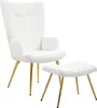 HOMCOM Ohrensessel mit Hocker, Sessel mit Sherpa-Bezug, Produktbild-Vorschau 1
