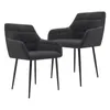 Two dark gray upholstered dining chairs with black metal legs are shown against a white background. Podgląd zdjęcia produktu