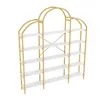 A white and gold bookshelf with a unique cloud-like arch design, presented against a white background. Produktbild-Vorschau