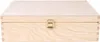 A plain, front-facing shot of an unfinished wooden box with a brass latch. Produktbild-Vorschau