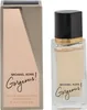 A product shot of a Michael Kors Gorgeous perfume bottle and its packaging. Voir les images du produit