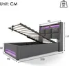 MODFU Lit coffre 90x200 - Lit ados avec USB et LED - Lin - Voir les images du produit 4